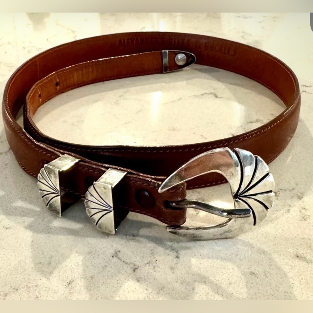 Alexander’s Belts & Buckles Leather Belt with Sterling Buckle and Tip set
